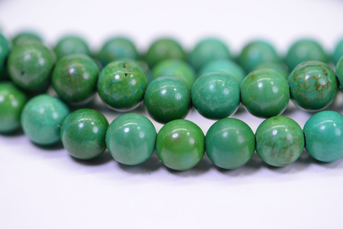 Green Turquoise Beads: 6mm Round Tibetan Strand