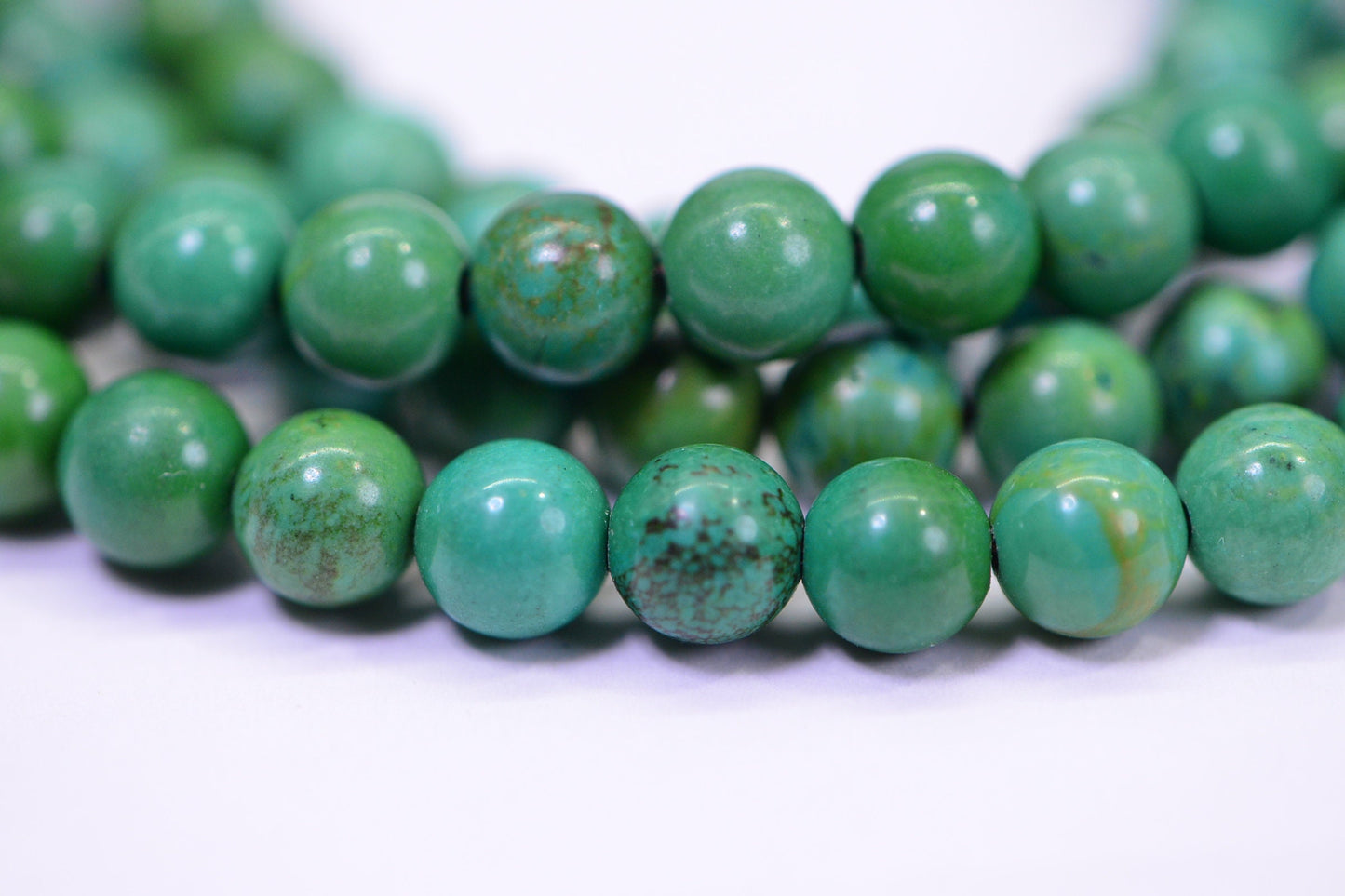 Green Turquoise Beads: 6mm Round Tibetan Strand