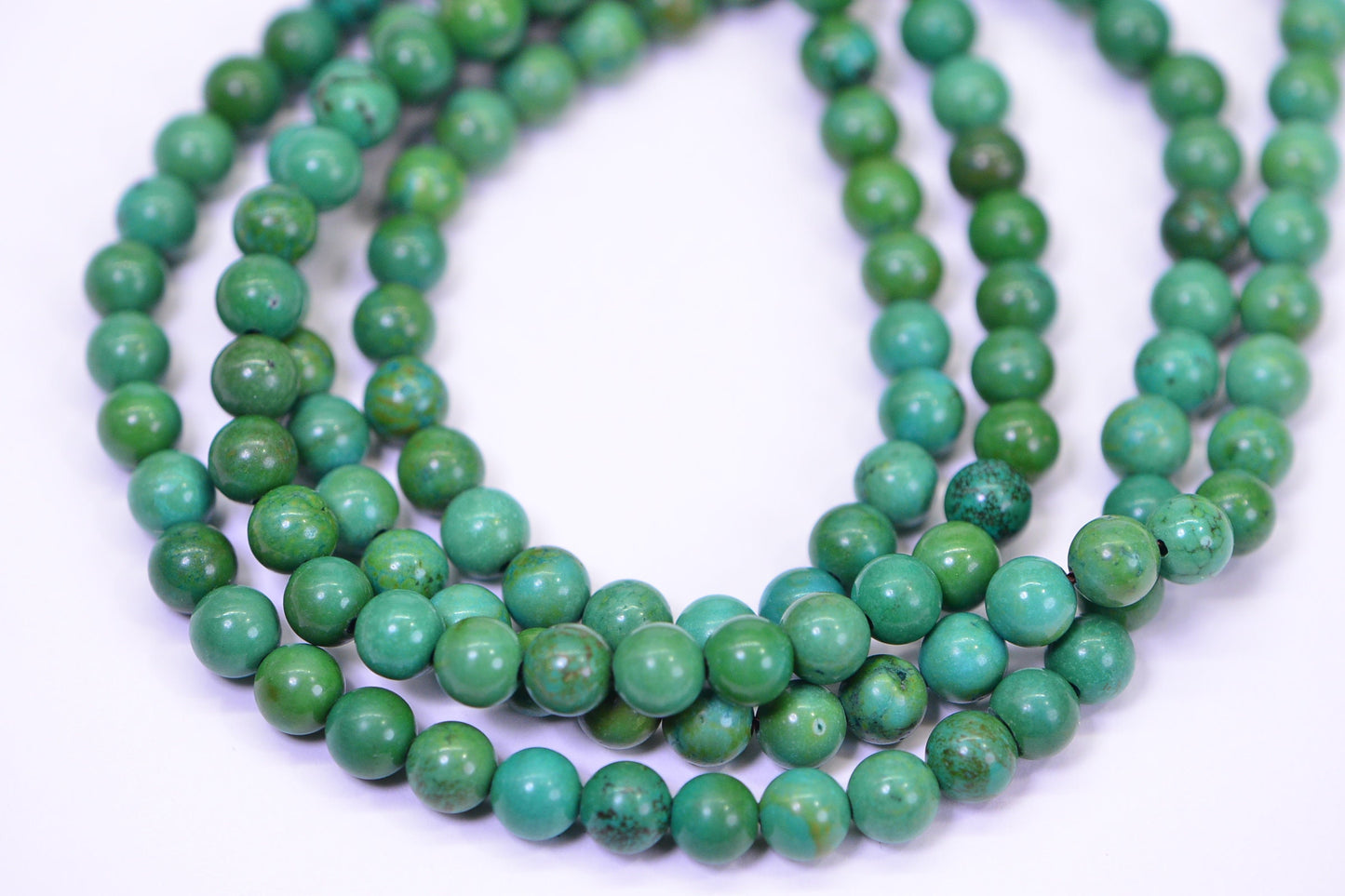 Green Turquoise Beads: 6mm Round Tibetan Strand