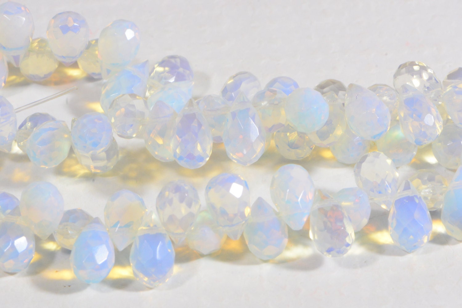 Opalite Crystal Faceted Teardrop Beads Gemstone Beads Jewelry Making Supplies