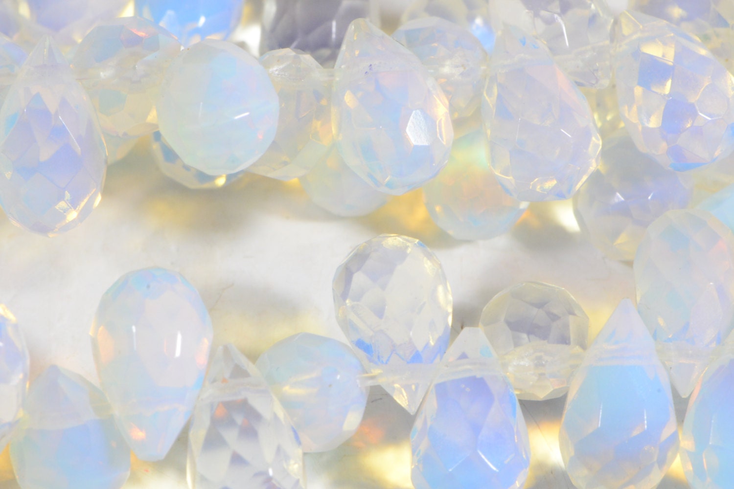 Opalite Crystal Faceted Teardrop Beads Gemstone Beads Jewelry Making Supplies