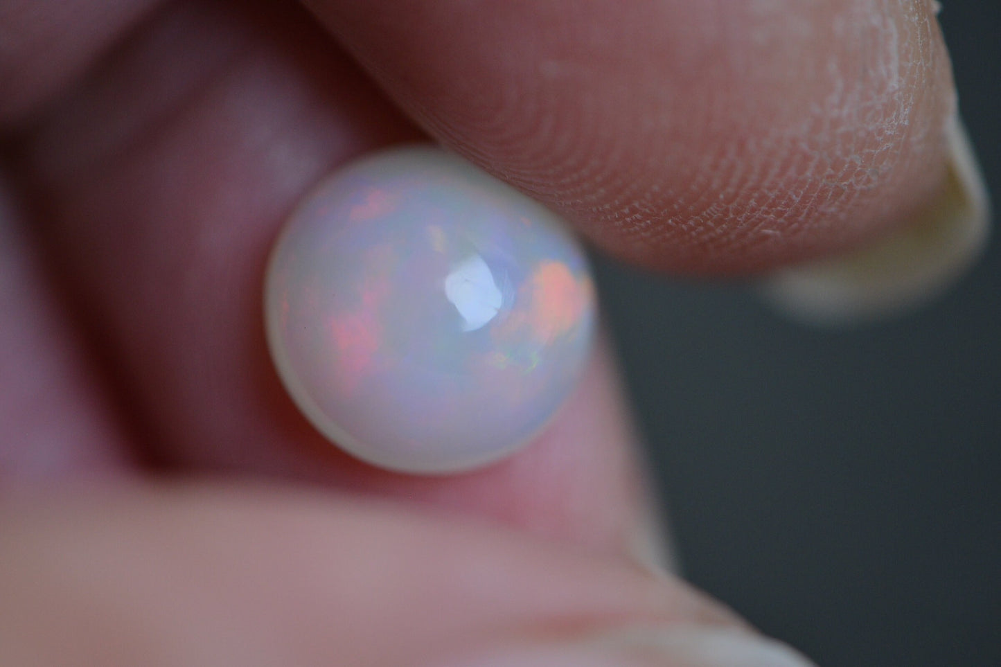 10mm Ethiopian Welo Opal Cabochon: White Rainbow Gemstone