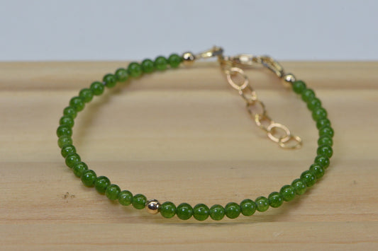 Apple Green Jade Bracelet: 14K Gold-Filled, Tiny Bead Handmade Jewelry