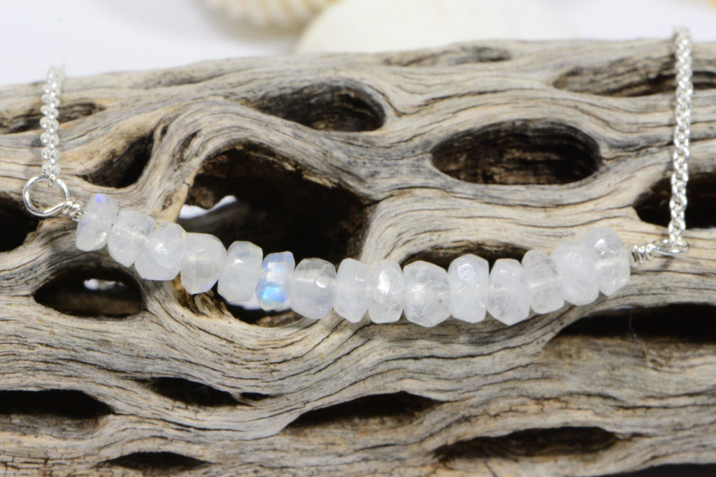 Moonstone Bar Necklace: Sterling Silver Gemstone Jewelry