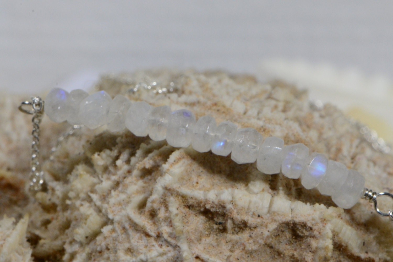 Moonstone Bar Necklace: Sterling Silver Gemstone Jewelry