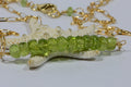 Raw Peridot Bar Necklace Wire Wrapped On 14K Gold Filled  Birthstone Jewelry