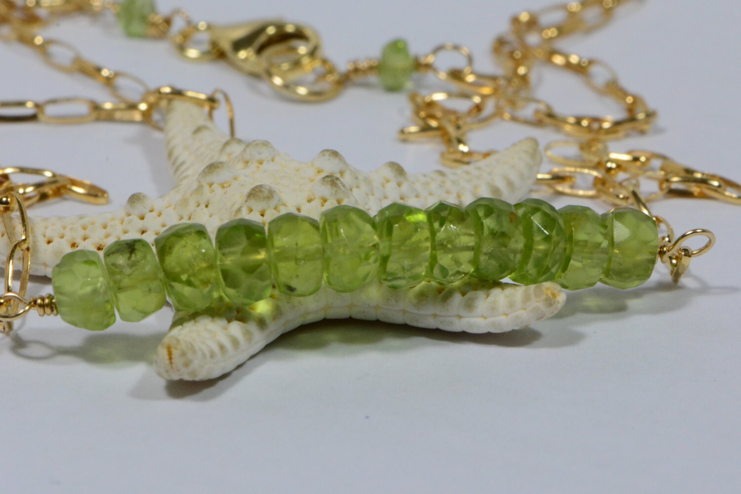 Raw Peridot Bar Necklace Wire Wrapped On 14K Gold Filled  Birthstone Jewelry