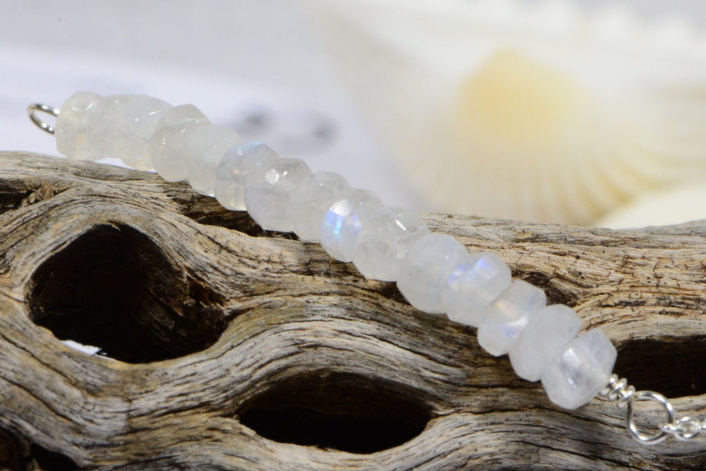 Moonstone Bar Necklace: Sterling Silver Gemstone Jewelry