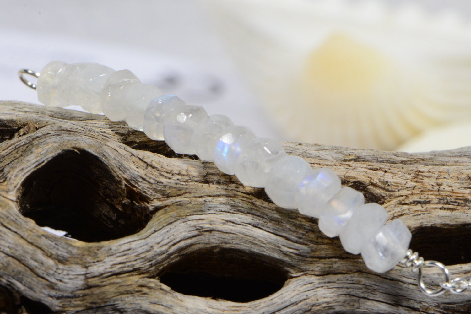 Moonstone Bar Necklace: Sterling Silver Gemstone Jewelry