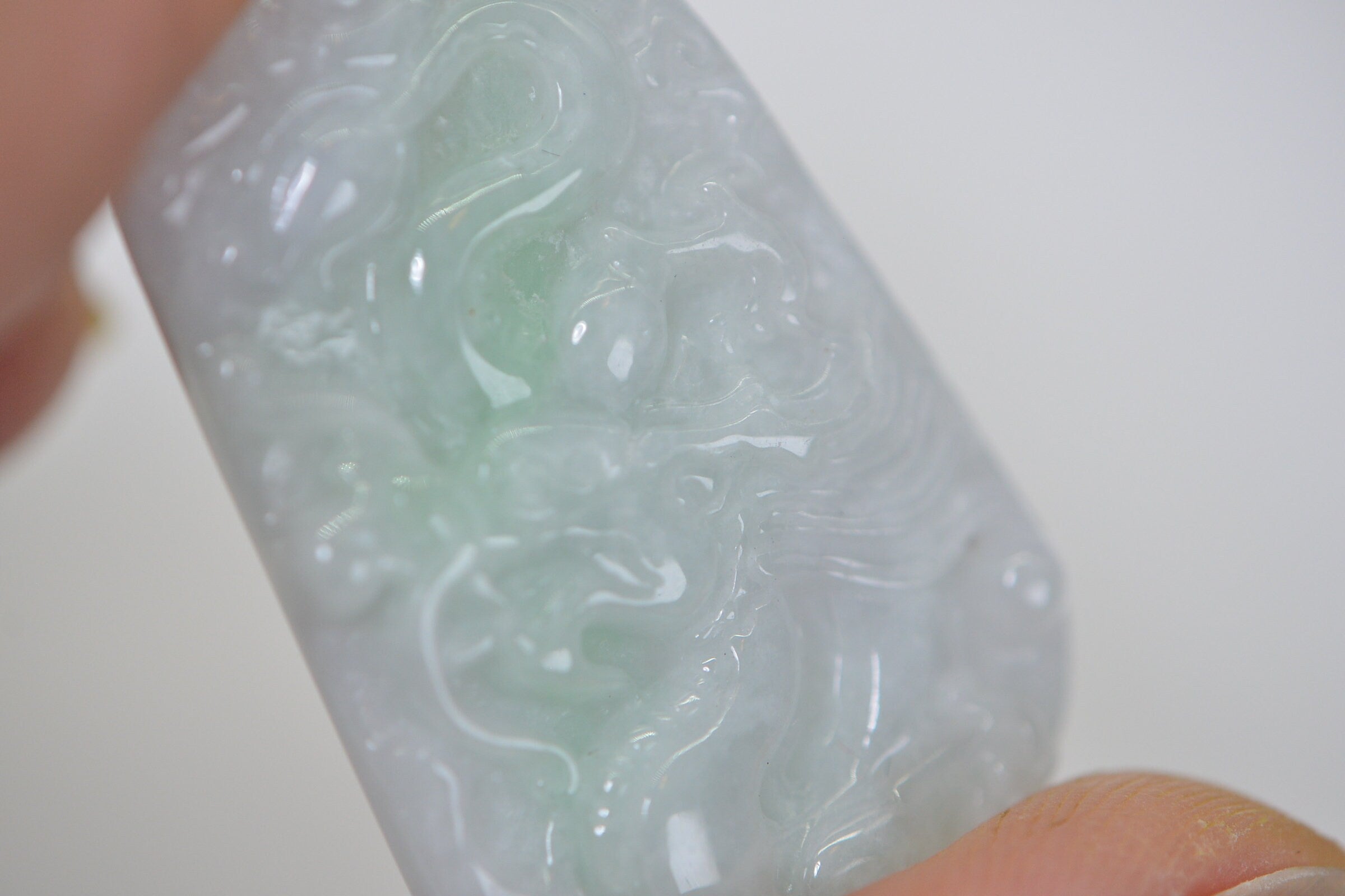 Burmese Green Jade Dragon Amulet Pendant: 14K Gold Wire Wrapped Jadeite