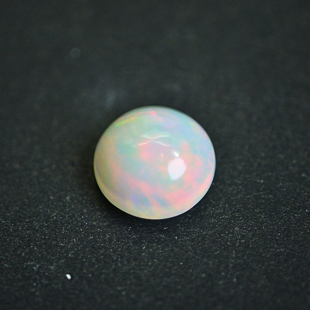 10mm Ethiopian Welo Opal Cabochon: White Rainbow Gemstone