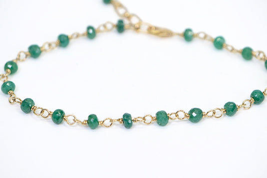 Natural Emerald Bracelet Genuine 14K Gold Gemstone Jewelry