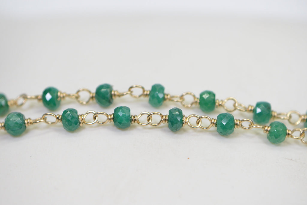 Natural Emerald Bracelet Genuine 14K Gold Gemstone Jewelry
