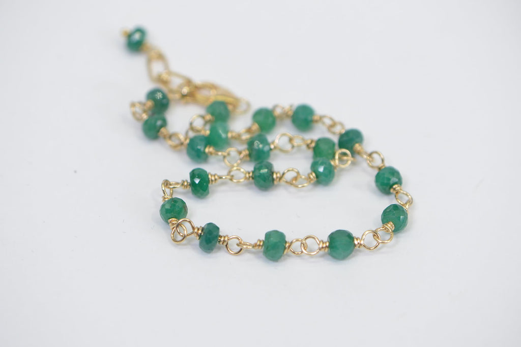 Natural Emerald Bracelet Genuine 14K Gold Gemstone Jewelry