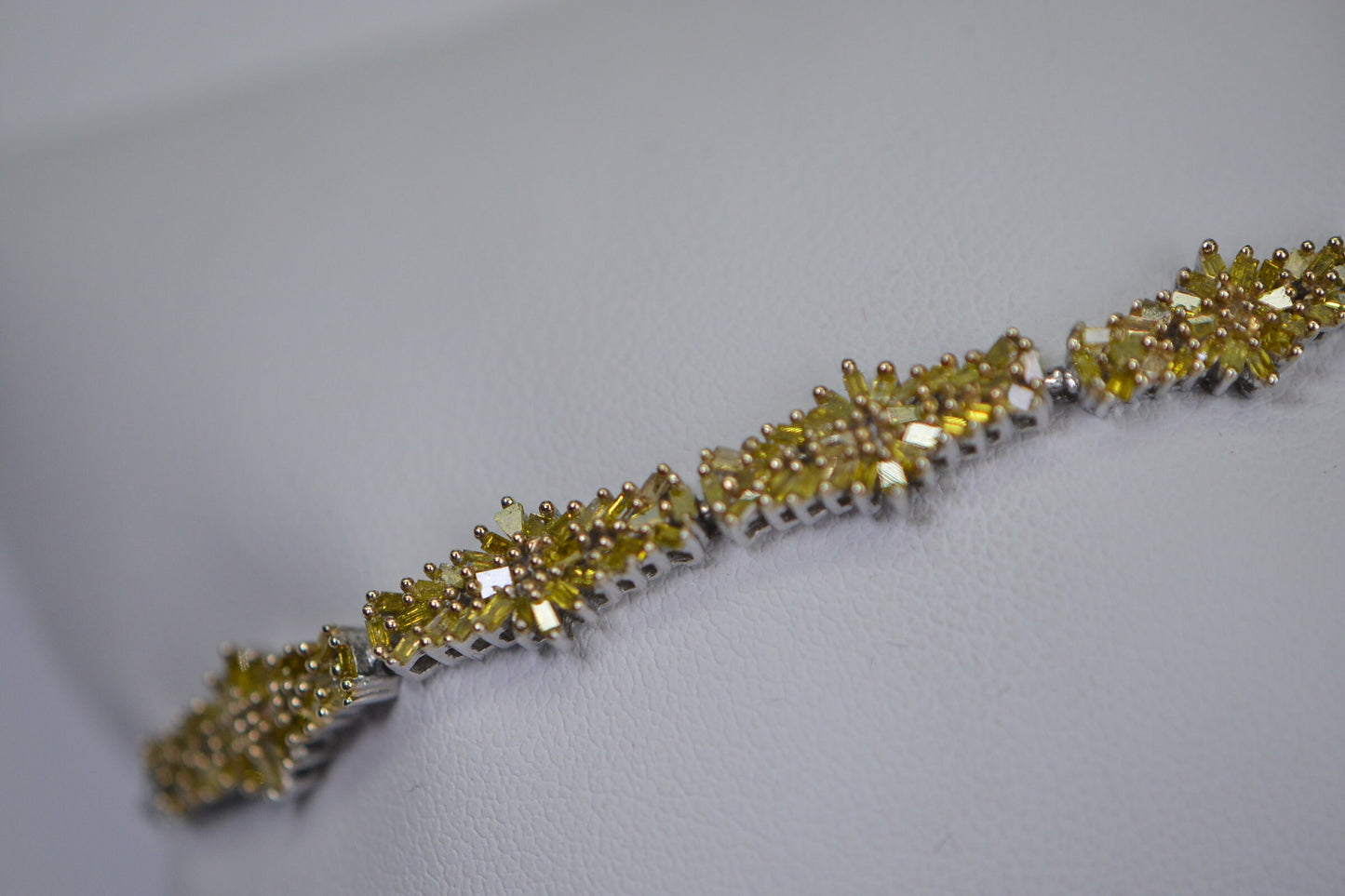 Yellow Diamond Flower Bracelet: Sterling Silver Bolo Bracelet