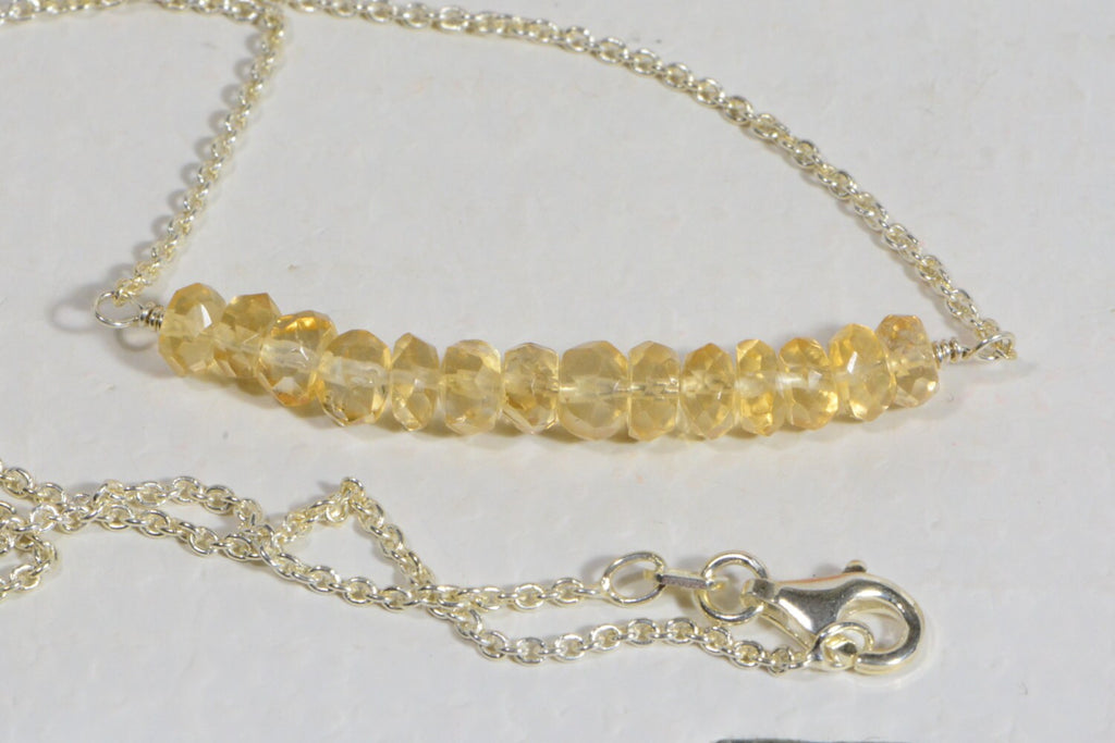 Citrine Bar Necklace: Sterling Silver Gemstone Jewelry