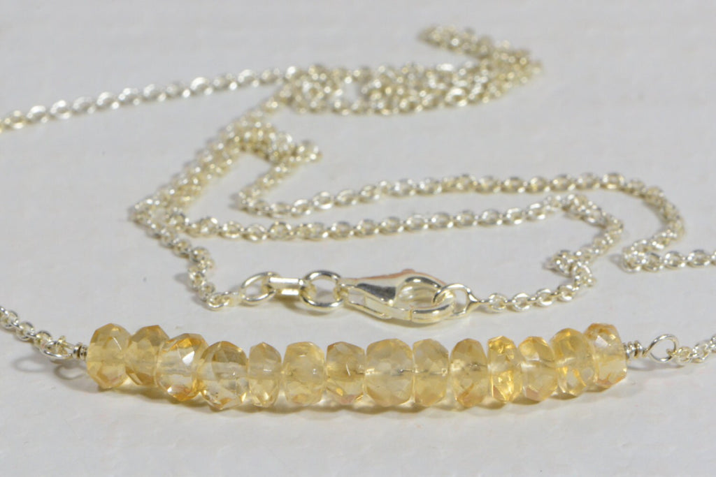 Citrine Bar Necklace: Sterling Silver Gemstone Jewelry