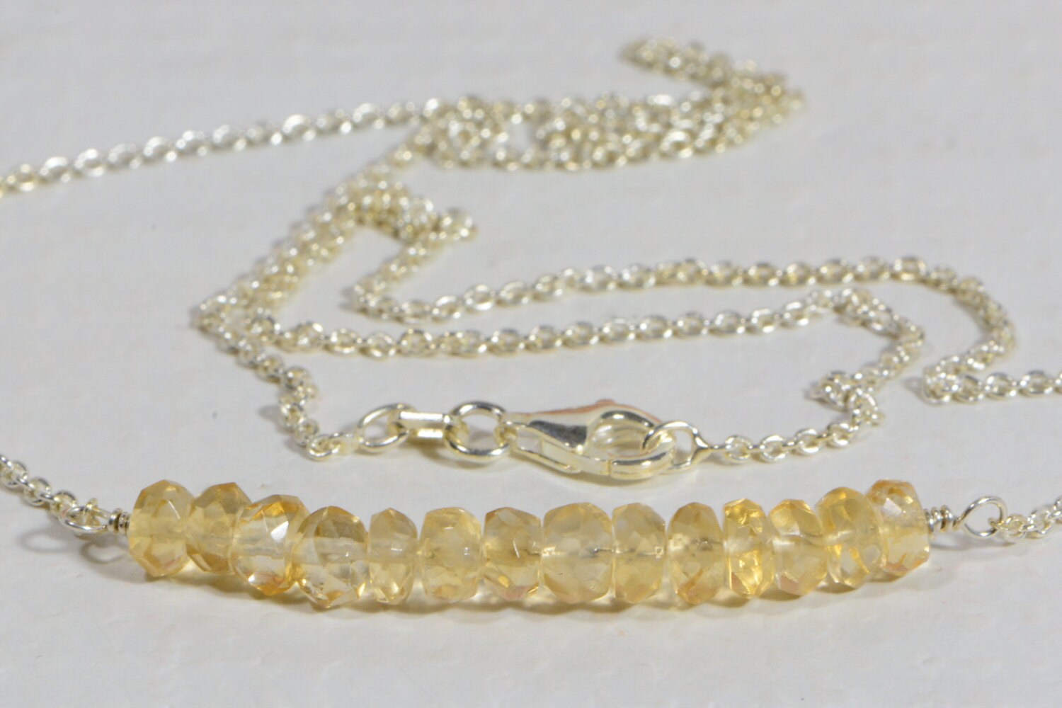 Citrine Bar Necklace: Sterling Silver Gemstone Jewelry
