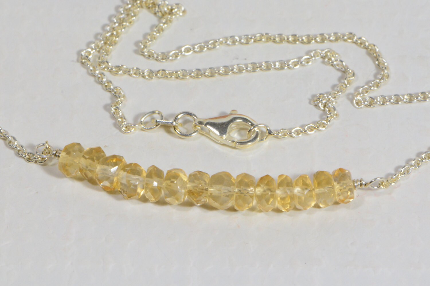 Citrine Bar Necklace: Sterling Silver Gemstone Jewelry