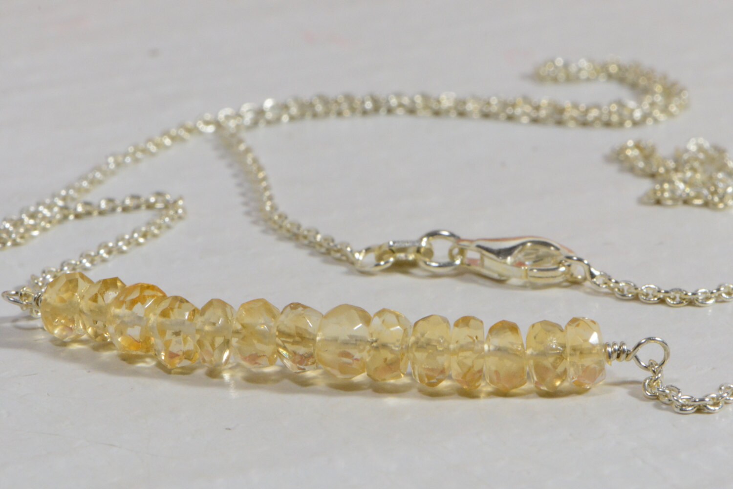 Citrine Bar Necklace: Sterling Silver Gemstone Jewelry