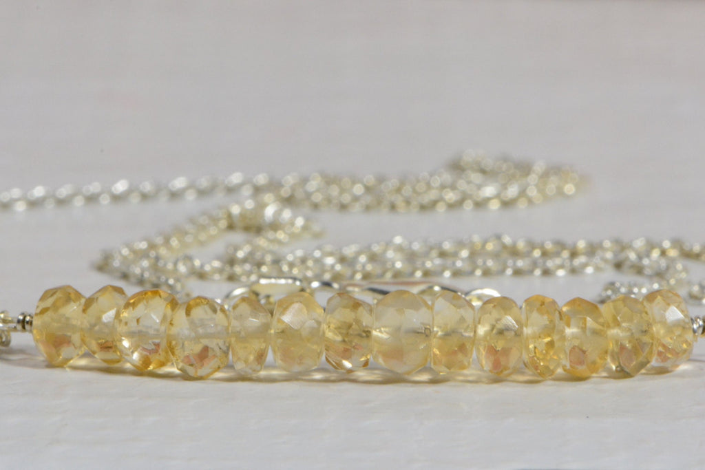 Citrine Bar Necklace: Sterling Silver Gemstone Jewelry