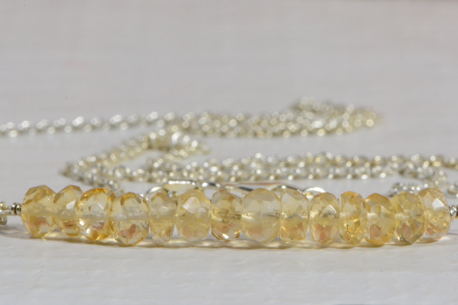 Citrine Bar Necklace: Sterling Silver Gemstone Jewelry