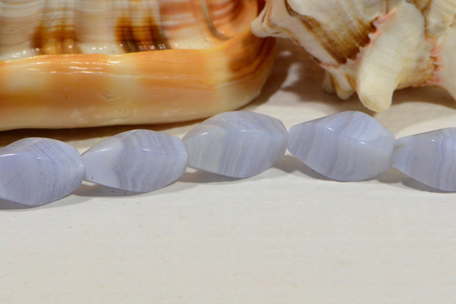 Blue Lace Agate Beads: Twisted Gemstone Jewelry Making (2 pcs)