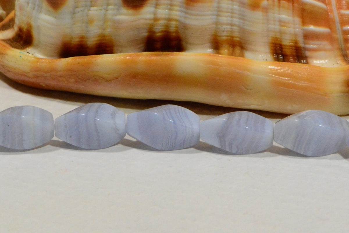 Blue Lace Agate Beads: Twisted Gemstone Jewelry Making (2 pcs)