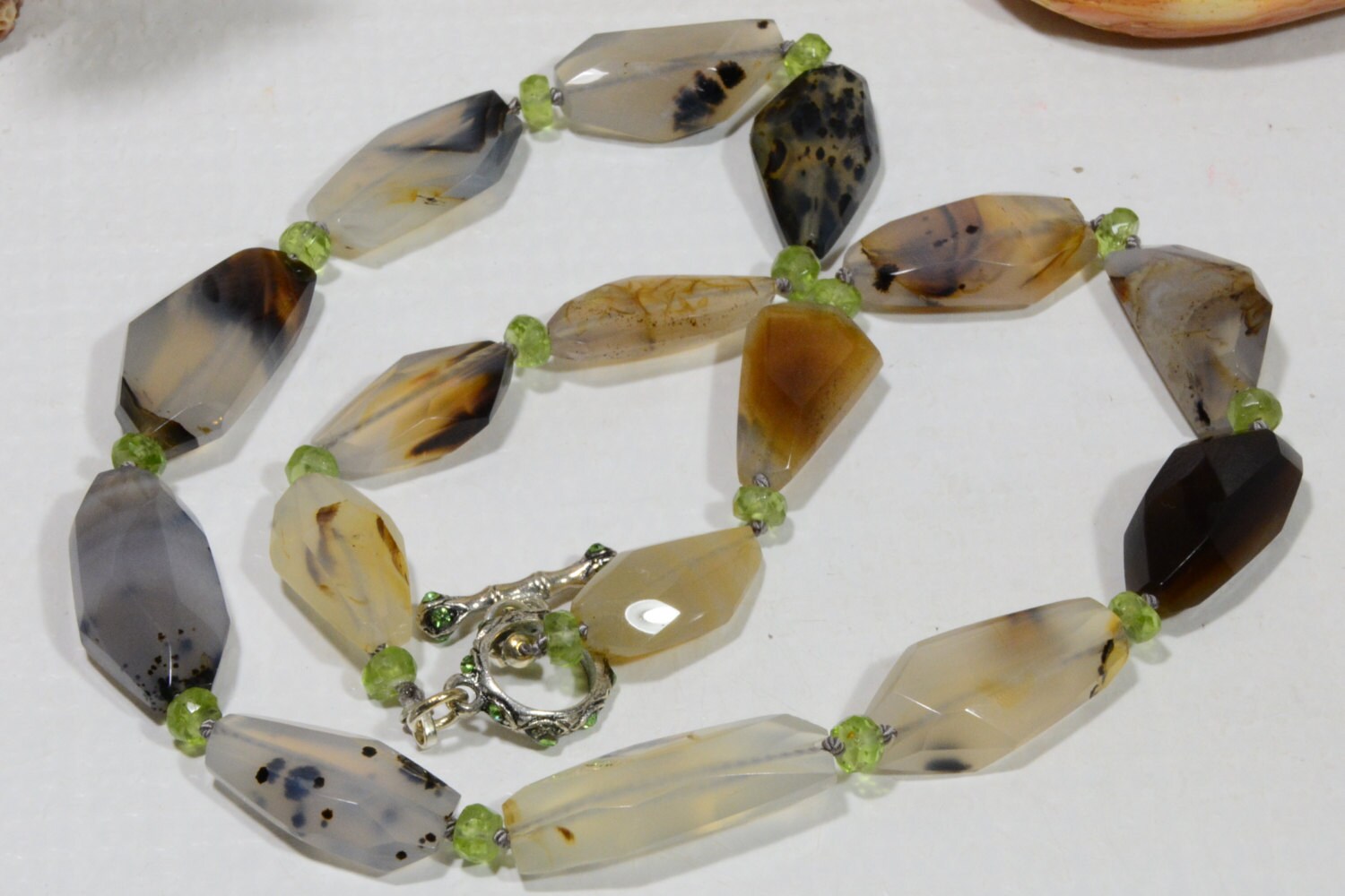 Natural Agate Knotted Necklace: Free Form Gemstone Beads