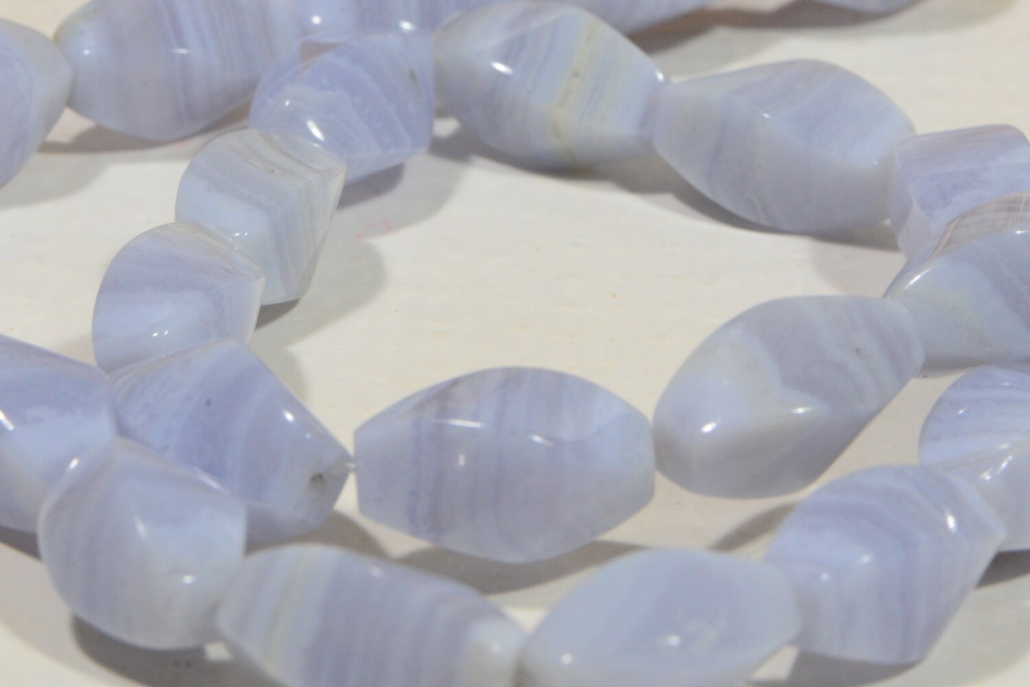 Blue Lace Agate Beads: Twisted Gemstone Jewelry Making (2 pcs)
