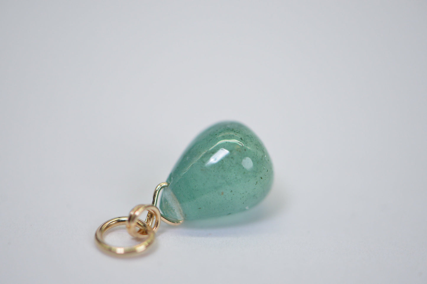 Handmade Emerald Pendant: Natural Teardrop, 14K Yellow Gold, July Birthstone
