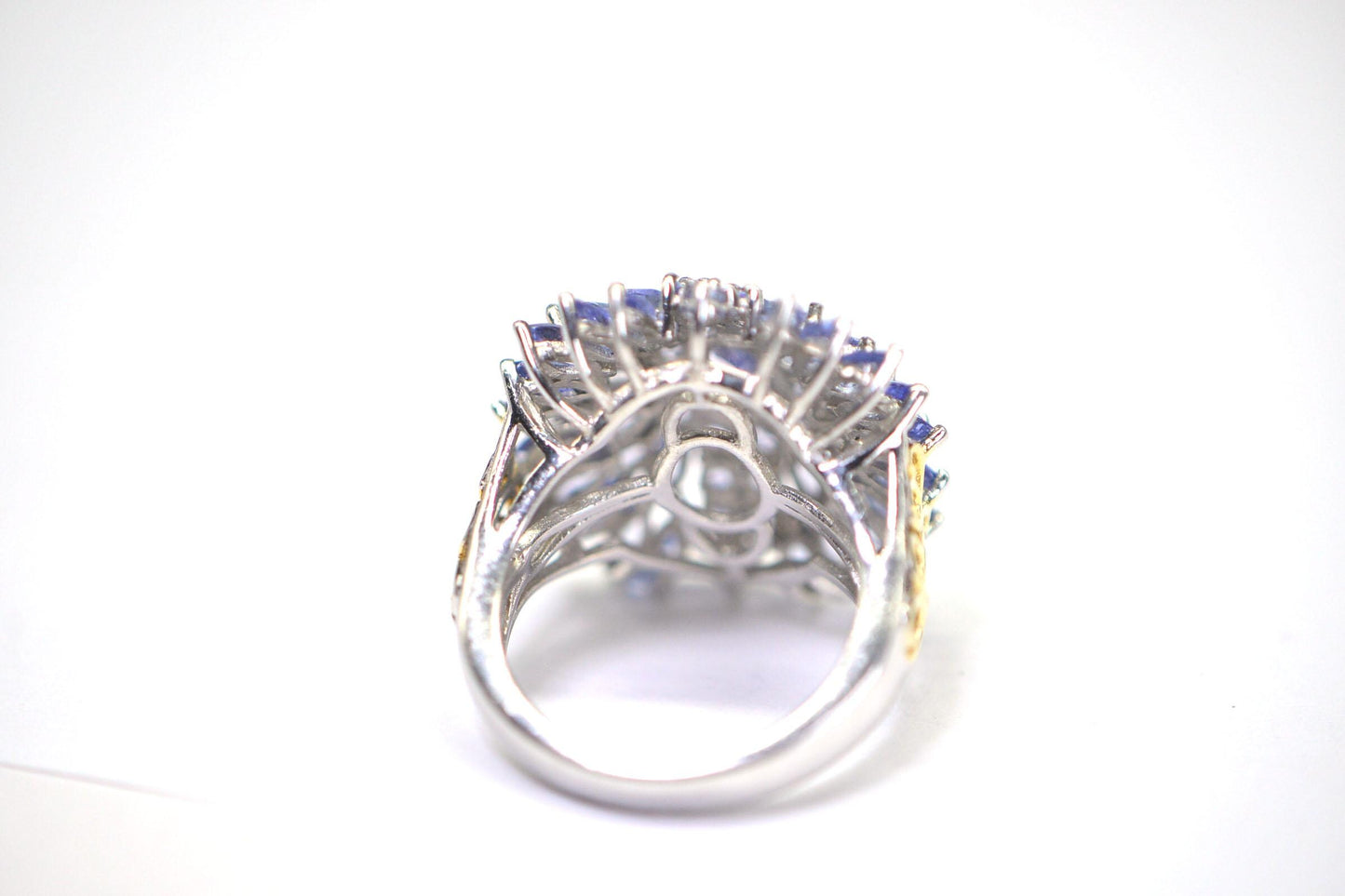 Natural Tanzanite Cluster Ring: Sterling Silver Cocktail Ring, December Birthstone