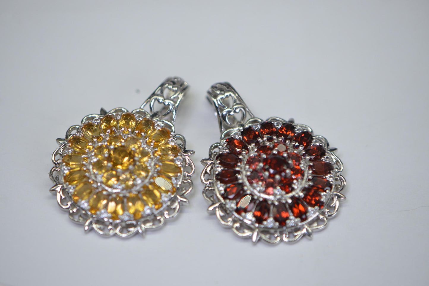 Circle Large Pendant Genuine Garnet Multistone Cluster Enhancer Pendant Mandala