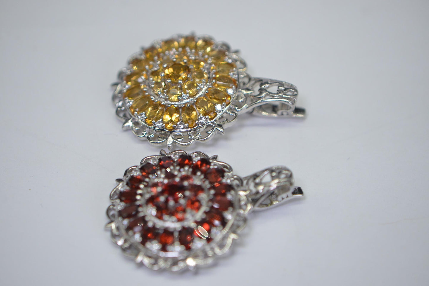 Circle Large Pendant Genuine Garnet Multistone Cluster Enhancer Pendant Mandala
