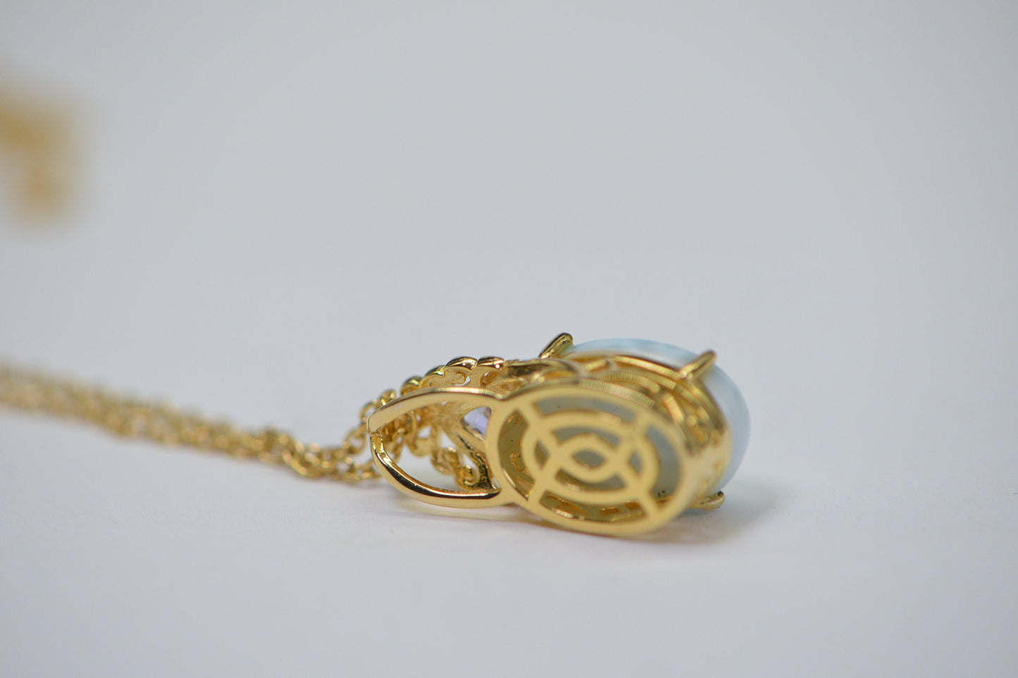 Larimar Pendant: 14K Gold Vermeil, Tanzanite Accent