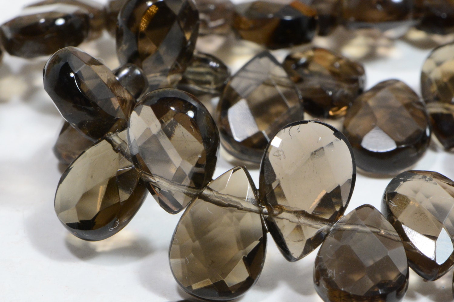 Wire Wrap Smoky Quartz Briolette Teardrop On Sterling Silver  Beads AAA  Jewelry Supplies