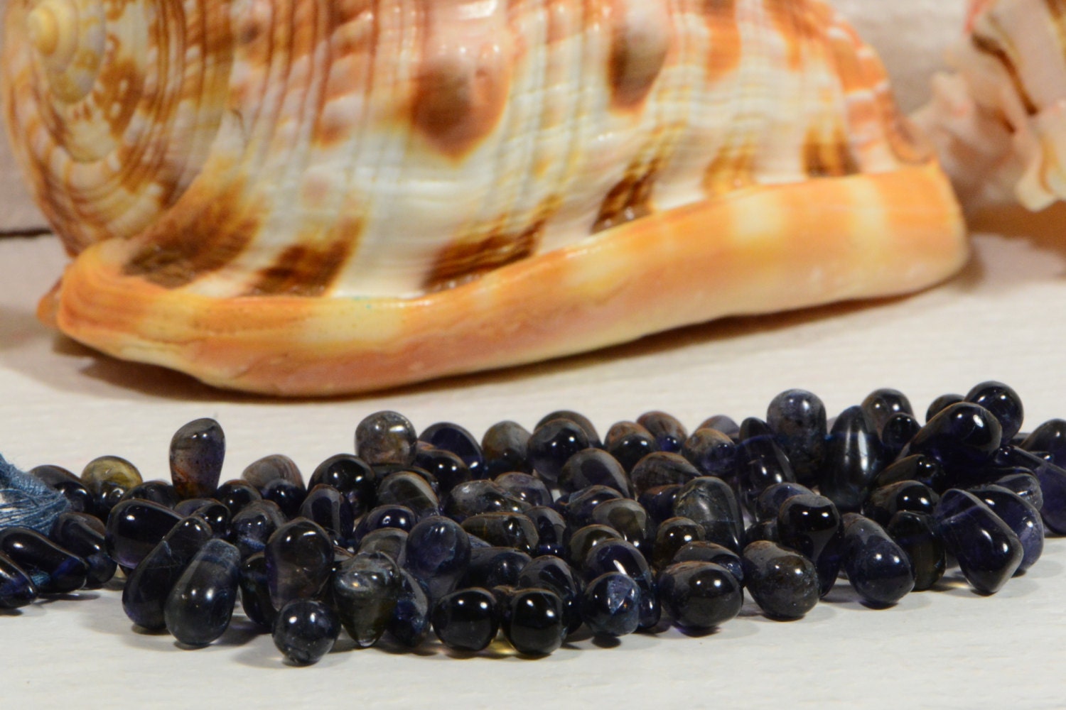 Iolite Teardrop Beads: Dark Blue Gemstone Jewelry Making Supplies