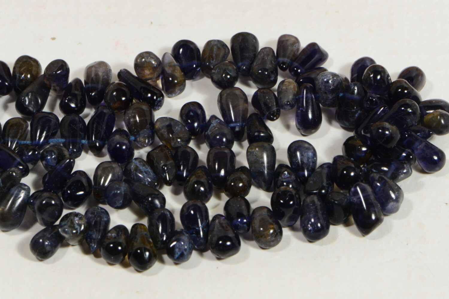 Iolite Teardrop Beads: Dark Blue Gemstone Jewelry Making Supplies