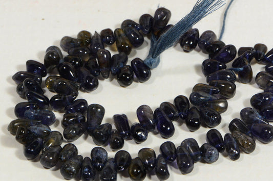 Iolite Teardrop Beads: Dark Blue Gemstone Jewelry Making Supplies