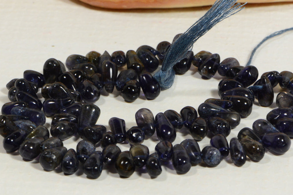 Iolite Teardrop Beads: Dark Blue Gemstone Jewelry Making Supplies