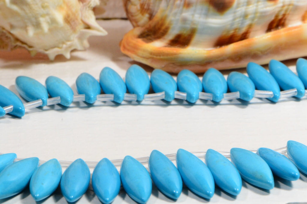 Natural Magnesite Marquise Beads Blue Sky Gemstone Beads Bead Supplies 30x8x6 mm