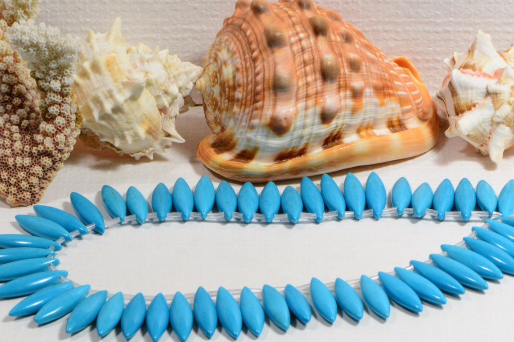 Natural Magnesite Marquise Beads Blue Sky Gemstone Beads Bead Supplies 30x8x6 mm