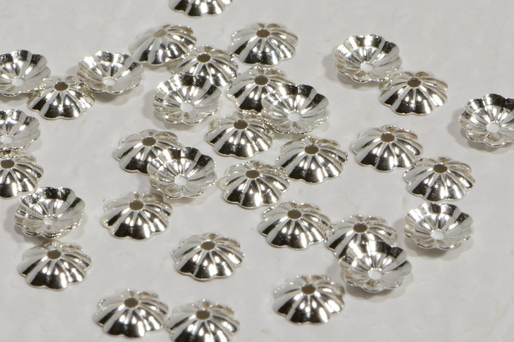 Sterling Silver Flower Bead Caps: Jewelry Making Supplies, 5mm (10pcs)