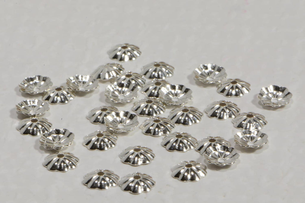 Sterling Silver Flower Bead Caps: Jewelry Making Supplies, 5mm (10pcs)