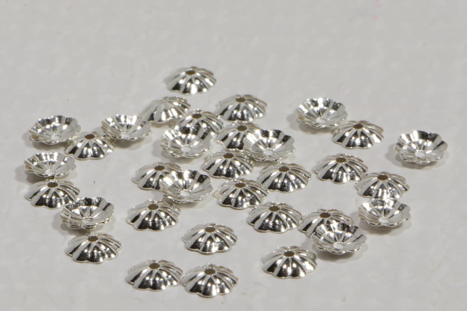 Sterling Silver Flower Bead Caps: Jewelry Making Supplies, 5mm (10pcs)
