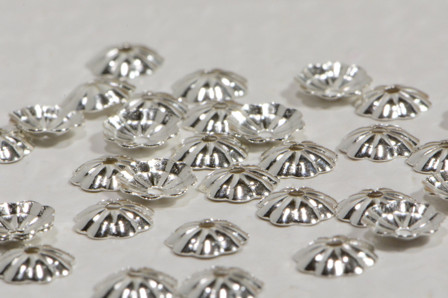 Sterling Silver Flower Bead Caps: Jewelry Making Supplies, 5mm (10pcs)