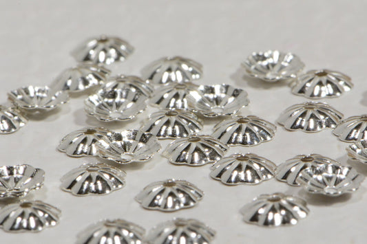 Sterling Silver Flower Bead Caps: Jewelry Making Supplies, 5mm (10pcs)