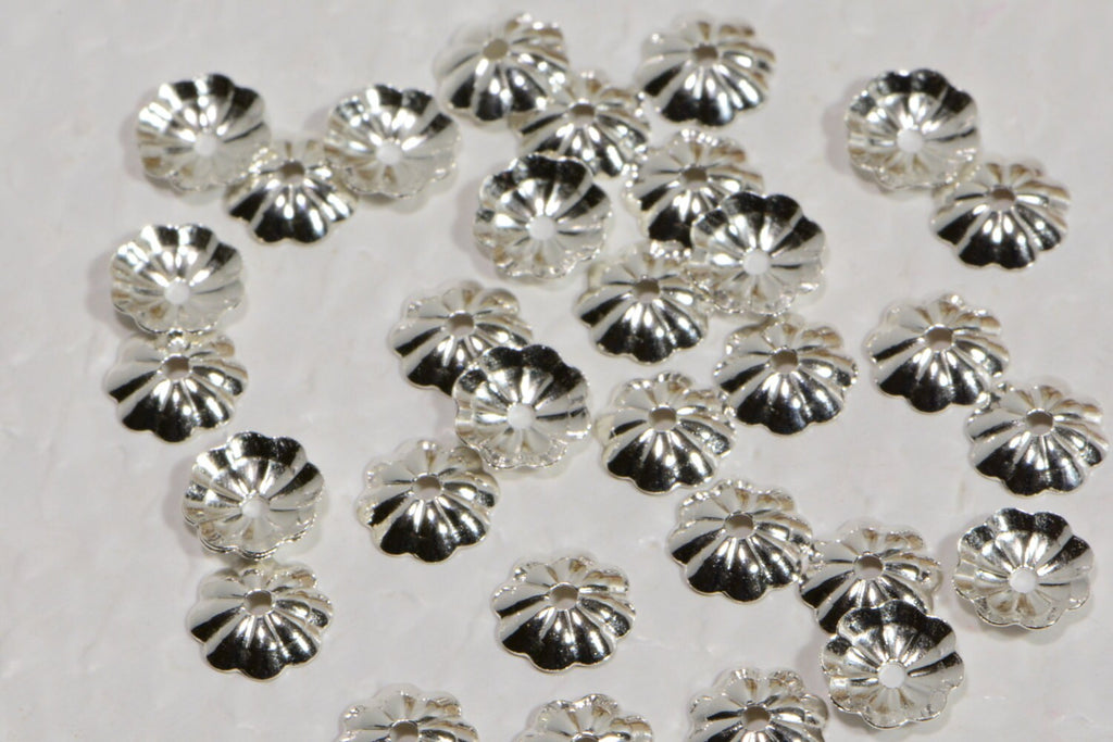 Sterling Silver Flower Bead Caps: Jewelry Making Supplies, 5mm (10pcs)