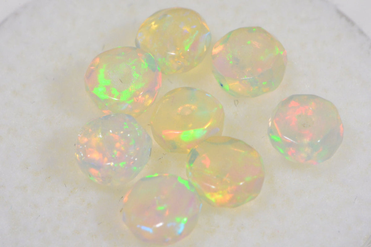 Ethiopian Welo Opal Faceted Rondelle Beads: Natural Gemstone Jewelry Supplies