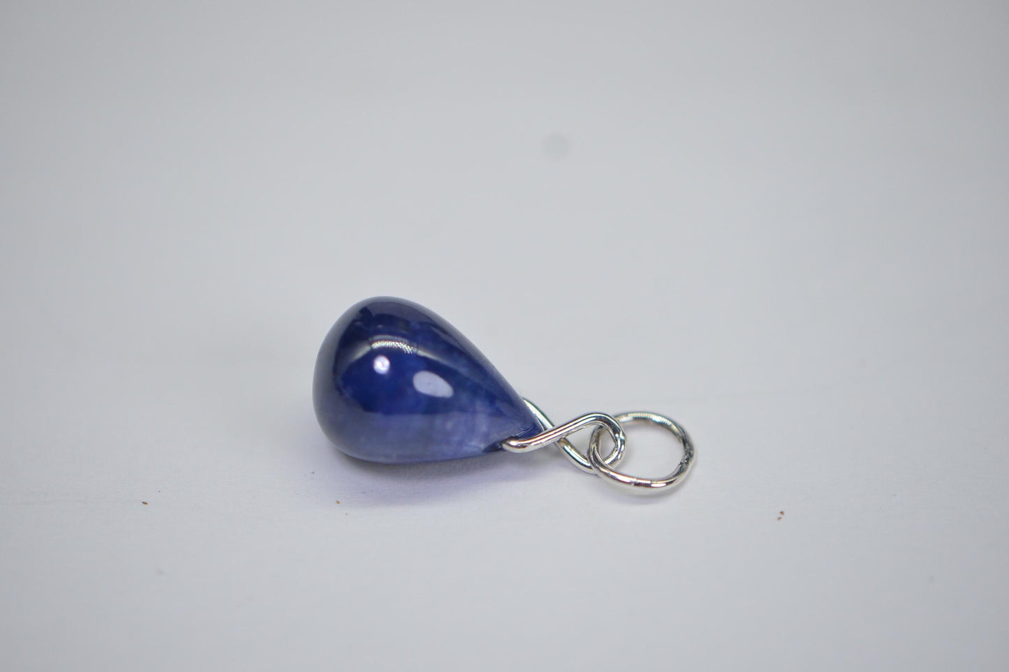 Natural Sapphire Sterling Silver Pendant: Wire Wrapped Birthstone Charm